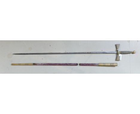 Brass and steel  Masonic dress sword by G Kenning London: Length 87.5 cm long.  Scabbard in poor condition and in 2 pieces, e