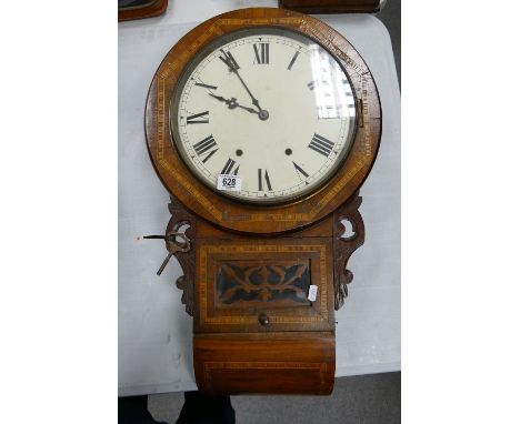 Inlaid Edwardian Drop Dial Wall Clock: length 70cm 