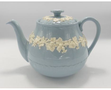 Wedgwood Queensware Embossed Teapot: height 15cm 
