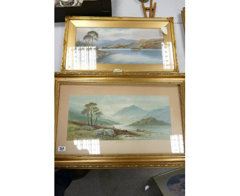 Coloured Framed Print of Loch Ness: together with similar item signed Anna Darsons, frame size of largest 51 x 81cm 