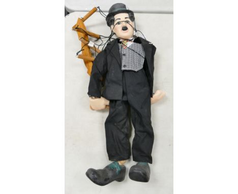 Large Wooden Charlie Chaplin String Puppet: height 69cm 