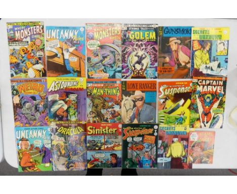 A collection of UK vintage comics to include: Captain Marvel, Strange Tales of Suspence, Sinister Tales, The Tomb of Dracula,