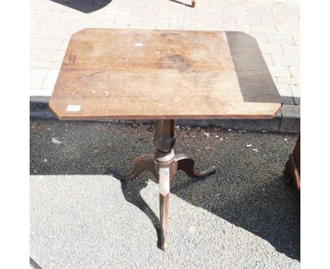 19th Century Oak Tripod Table: length 74cm 