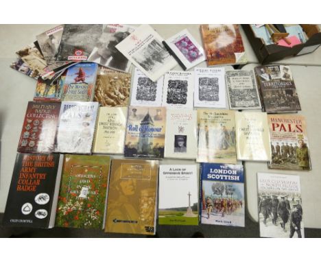 A collection of Army Reference Books to include: Regiment books, WW1 theme books, Military Badge Collecting items etc 