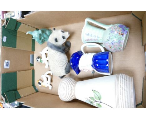 A mixed collection of items to include: Radford Pottery Vases,Melba Ware Panda, Woods &amp; sons Toby jug etc 