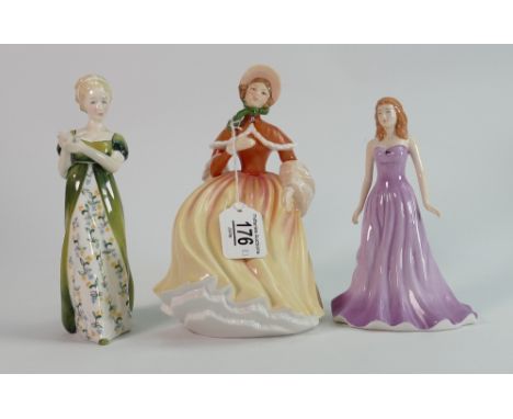 Three Royal Doulton figures Amethyst Autumn &amp; Veneta: Autumn HN5323, Veneta no number but is HN2722 and marked as a secon