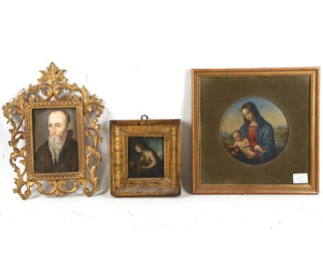A 19th Century portrait study of Cardinal Ginorila (Minister of Philip of Spain), in ornate Florentine gilded metal frame, to