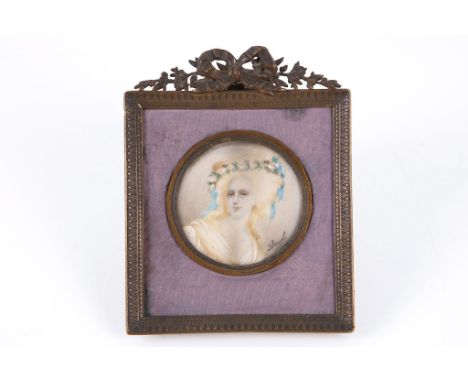 A miniature portrait of a lady on ivory (Lamballe 1790's), Lady in Waiting to Marie Antionette by Derval.