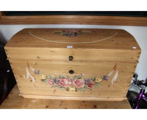 A pine domed trunk with painted decoration