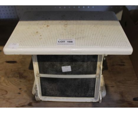 A set of "Jaraso" bathroom weigh scales, white painted, with hinged reading plate