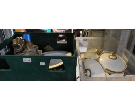 Two boxes of ceramic table ware, to include Royal Doulton, etc.