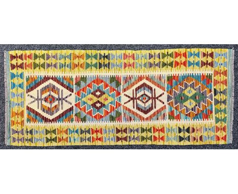 Oriental Rugs and Carpets - a Chobi kilim carpet runner, 153cm x 65cm 