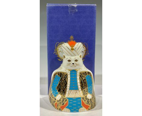 A Royal Crown Derby model from The Royal Cats Collection, Persian Cat, 16cm, printed mark in red, first quality, boxed 