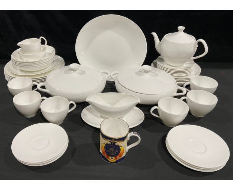 A Royal Worcester Snow pattern dinner and tea service; a Royal Worcester coronation mug; qty 