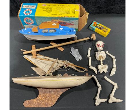 Toys &amp; Juvenalia - a Pelham Puppets skeleton, boxed; a Staryacht Endeavour II pond yacht, unboxed; a Scalex Boats 414S De