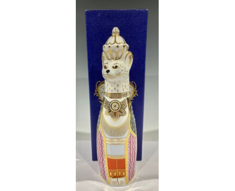A Royal Crown Derby model from The Royal Cats Collection, Burmese Cat, 22cm, printed mark in red, first quality, boxed 