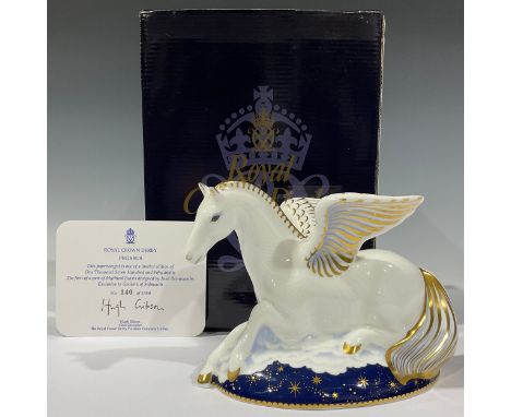 A Royal Crown Derby paperweight, Pegasus, the first of a pair of Mythical Beasts exclusive to Goviers of Sidmouth, designed b