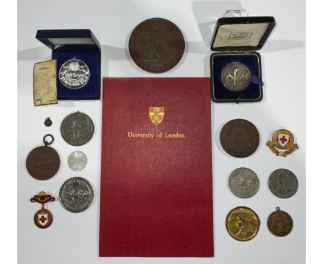 Medallions, various, including: 1859 G(eorge) F(rederick) Handel/centenary commemora-tion/Crystal Palace AE 51mm.’ 1876 Sydne