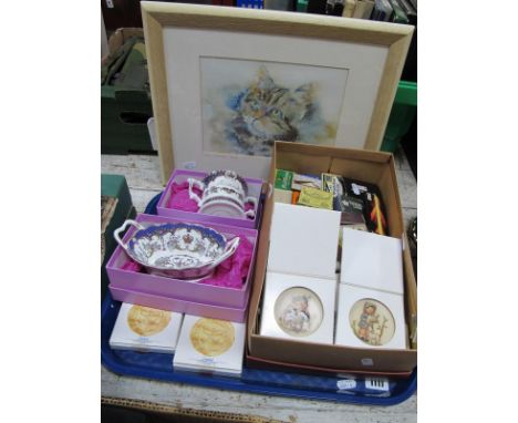 The Royal Collection Bone China Two Handled Bowl and Loving Cup, four Hummel plaques and a collection of match books:- One Tr