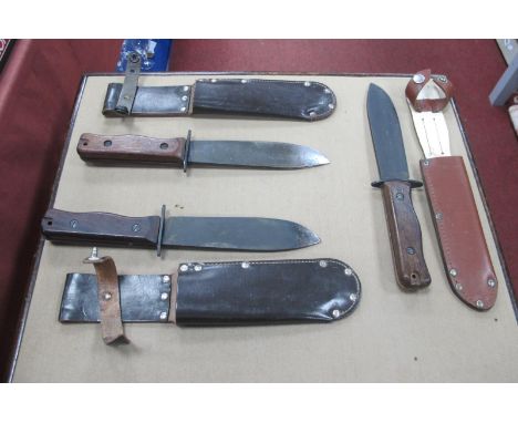 Wilkinson Sword Survival Knives (x 3), 32cm long, in leather sheaths. (3)