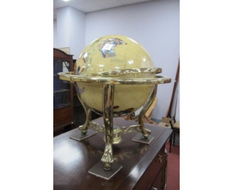 A Large Table Top Specimen Globe, on gilt base, with compass, 50cm high.