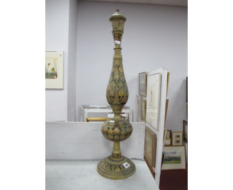 A Middle Eastern Brass Shishi Pipe, made into a brass table lamp.