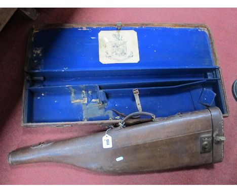 A Vintage Leather Gun Case with Initials 'A,D.R', and leather leg of mutton gun case. (2)