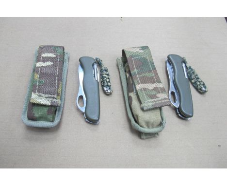 Victorinox Army Knives (x 2), mulitblade in camouflage sheaths. (2)