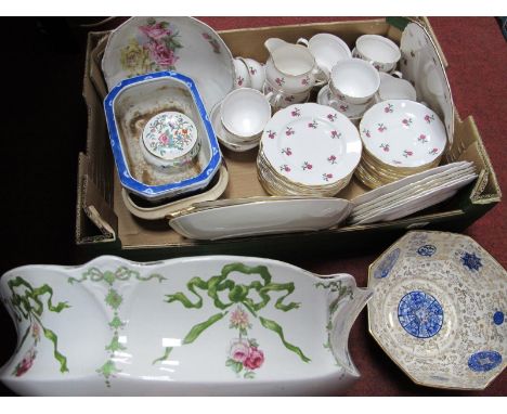 Colclough Tea Service, late XIX Century bowl, swag decoration, etc, a 1920's Fenton octagonal bowl,  etc:- One Box.