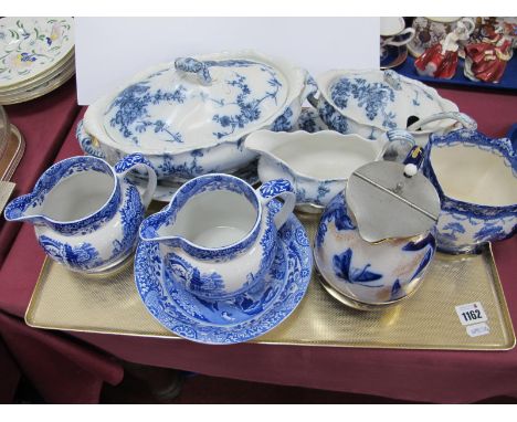 A Doulton Hot Water Jug, Watteau jardinieres, Spode jugs, etc:- One Tray.