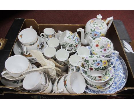 Coalport 'Flourish' Pattern Coffee Service, blue and white plates, china tea service.