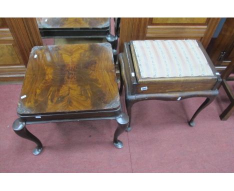 Early XX Century Mahogany Side Table, with a quarter veneered top, on cabriole legs pad feet; together with an early XX Centu