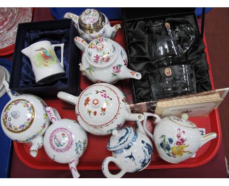 XVIII Century Style Teapots, Royal Worcester 'Kingfisher Barrel' jug, etc:- One Tray