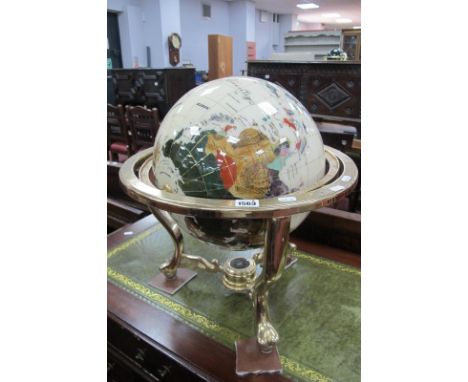 A Large Table Top Specimen Globe, on gilt base, with compass, 50cm high.