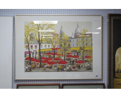 After Francois 'Fanch' Ledan (French, b.1949), Parisian Street Scene, limited edition print No 73/200, signed in pencil lower