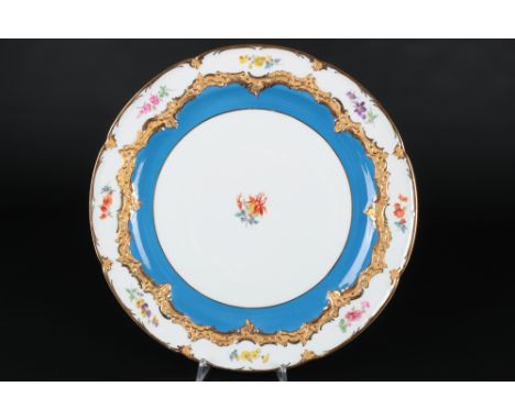 Meissen B-Form Hellblau Streublümchen Kuchenplatte 1.Wahl, cake dish 1st choice light blue,Porzellan, blaue Schwertermarke 1.