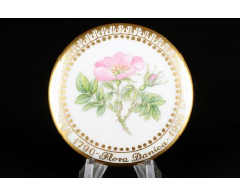 Royal Copenhagen Flora Danica Spiegel, pocket mirror 1st choice,Porzellan, Dänemark, mit goldenen Wellen 1.Wahl, Dekor Flora 