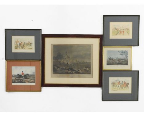 A collection of six various 19th century and later hunting prints