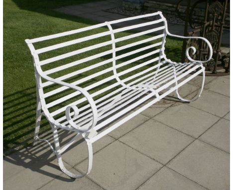 A Regency-style garden bench, repainted, 147cm wide