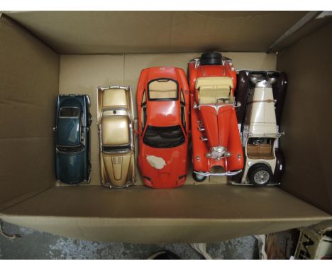 Group of five various large scale model vehicles by Burago and others (unboxed) 