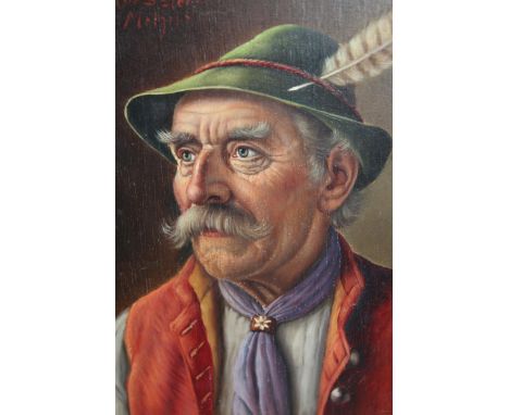 W. Roessler, signed oil on board, portrait of a Swiss gentleman 