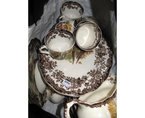 Palissy game bird series part dinner and tea serviceForty four pieces in total, including cups, saucers, jugs and small oval 