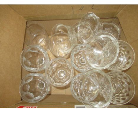 Set of six 19th or early 20th Century cut glass drinking glasses, a set of five 19th Century wine glasses, two engraved beake