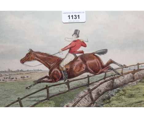 Group of five coloured hunting prints after Alken, 10ins x 12ins each, in ebonised frames 