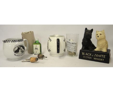 Box containing a collection of various Black and White Scotch whisky ephemera including advertising 