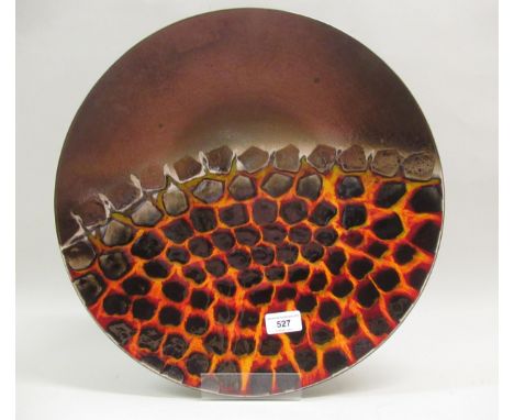 Anita Harris Studio hand painted charger of stylised decoration in original Poole pottery box, 41cm diameterIn good condition