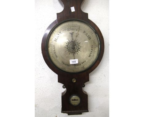 19th Century rosewood banjo shaped five glass barometer, signed C.A. Conti, 101cm high 