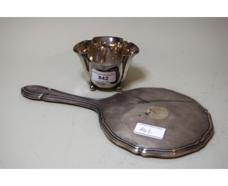 Birmingham silver sugar basin, 2.2oz t, together with a Birmingham silver backed dressing table mirror 