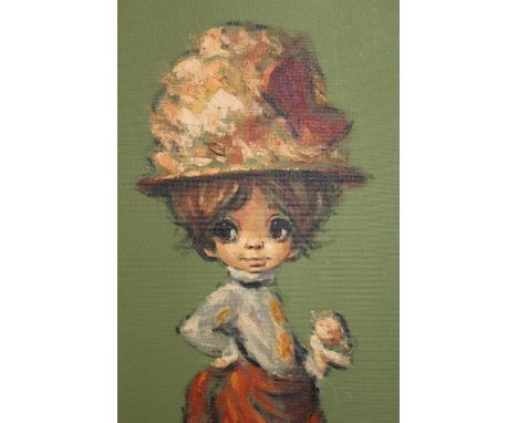 Barry Leighton Jones, acrylic on board, full length portrait of a girl chestnut seller, signed, 33ins x 14.5ins, framed 