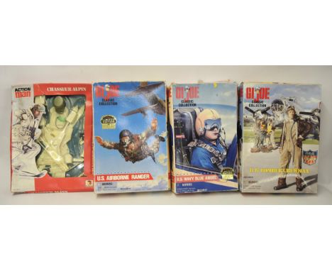 1970's Action Man ski troop figure, three 1980's boxed G.I. Joe Action dolls, with various boxed Star Trek and Star Wars figu